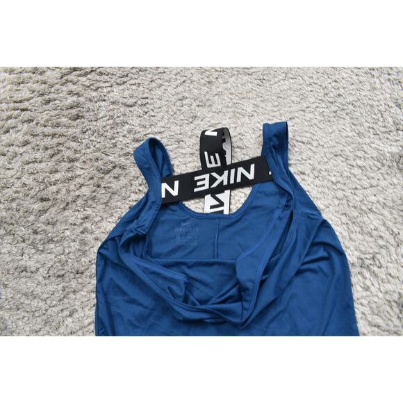 Nike XS Blue Polyester Activewear Top - Women Tank Top PRO Dri Fit Gym Run - Picture 7 of 8